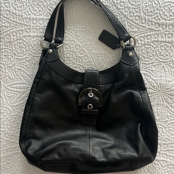 Coach Madison Lynn BoHo Black Leather Handbag-pre-owned - Picture 1 of 16